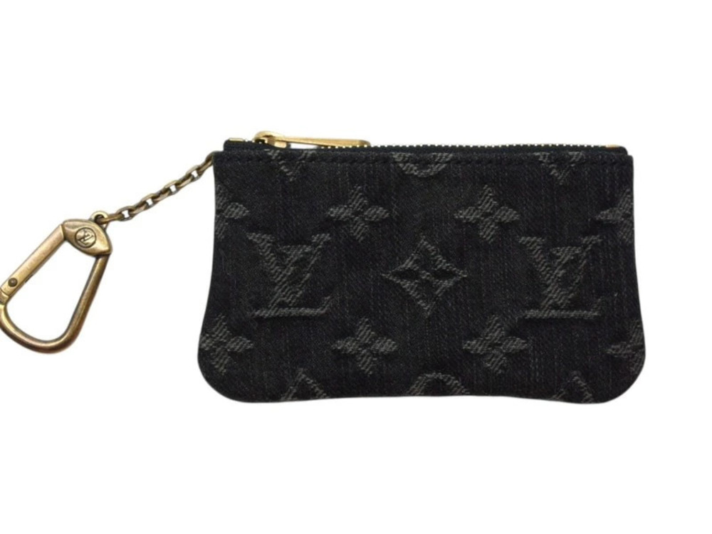 LOUIS VUITTON Pochette coin case Wallet Monogram denim black yellow